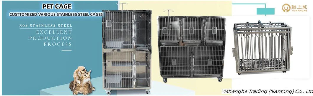 Dog Stainless Steel 304 Cage Pallet S M Factory Price Veterinary Cages with Glass Door