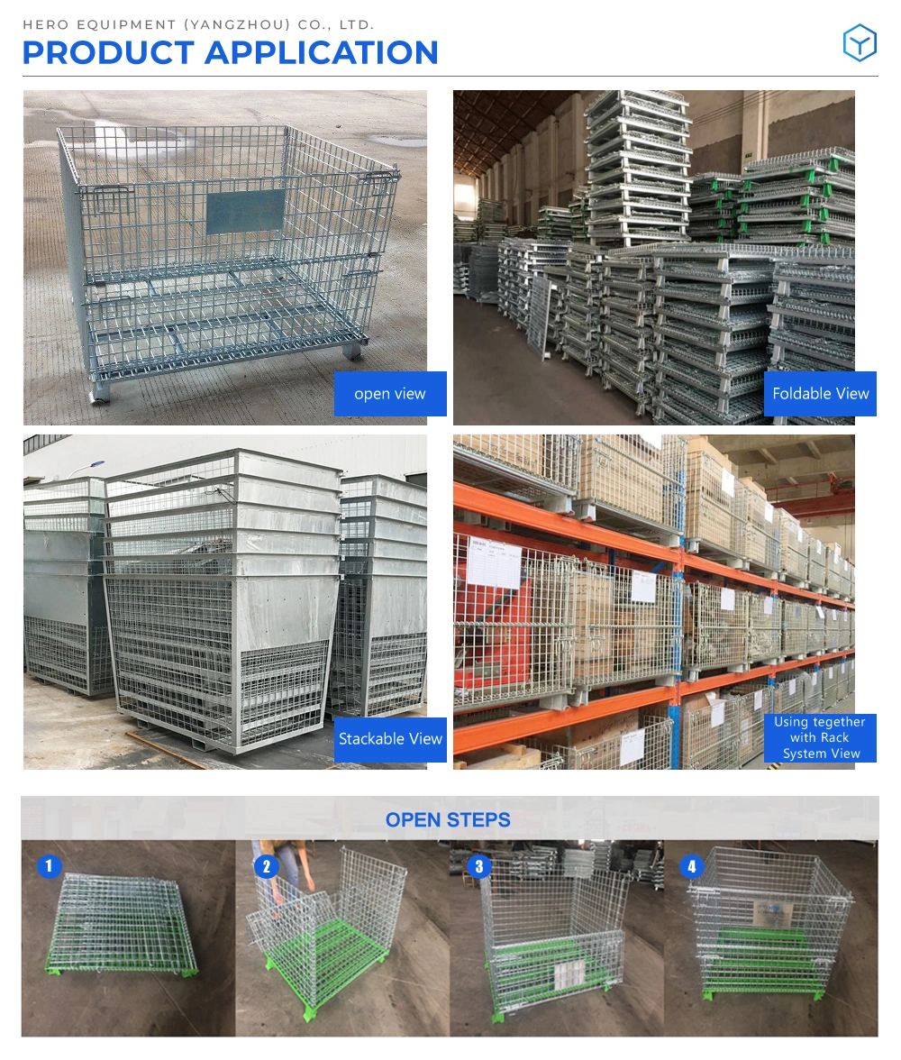 Heavy Duty Demountable Collapsible Rigid Metal Bulk Wire Mesh Cage Storage Stacking Containers