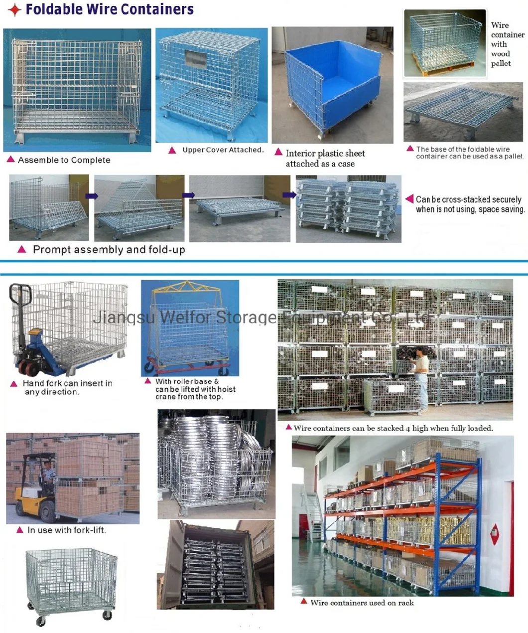 Stackable Foldable Steel Welded Heavy Duty Wire Mesh Pallet Cage