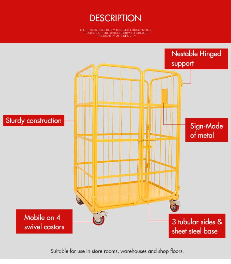 Supermarket Warehouse Wire Storage Cage with Wheels