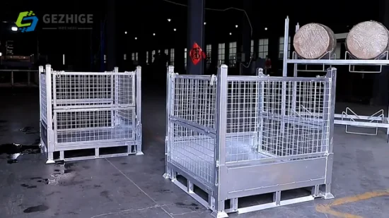 Cage de stockage en acier de conteneur de treillis métallique soudé en métal empilable verrouillable de Chine de coutume d'OEM de Gezhige