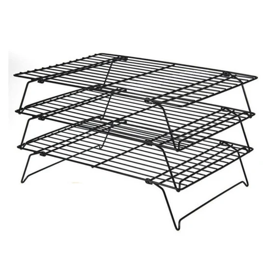 Grille de refroidissement empilable à 3 niveaux pour gâteau en fil antiadhésif pour la cuisson, les biscuits, les pâtisseries Bl15982