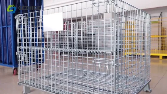 Cage de stockage en acier de conteneur de treillis soudé en métal empilable verrouillable personnalisée de gros de Gezhige OEM